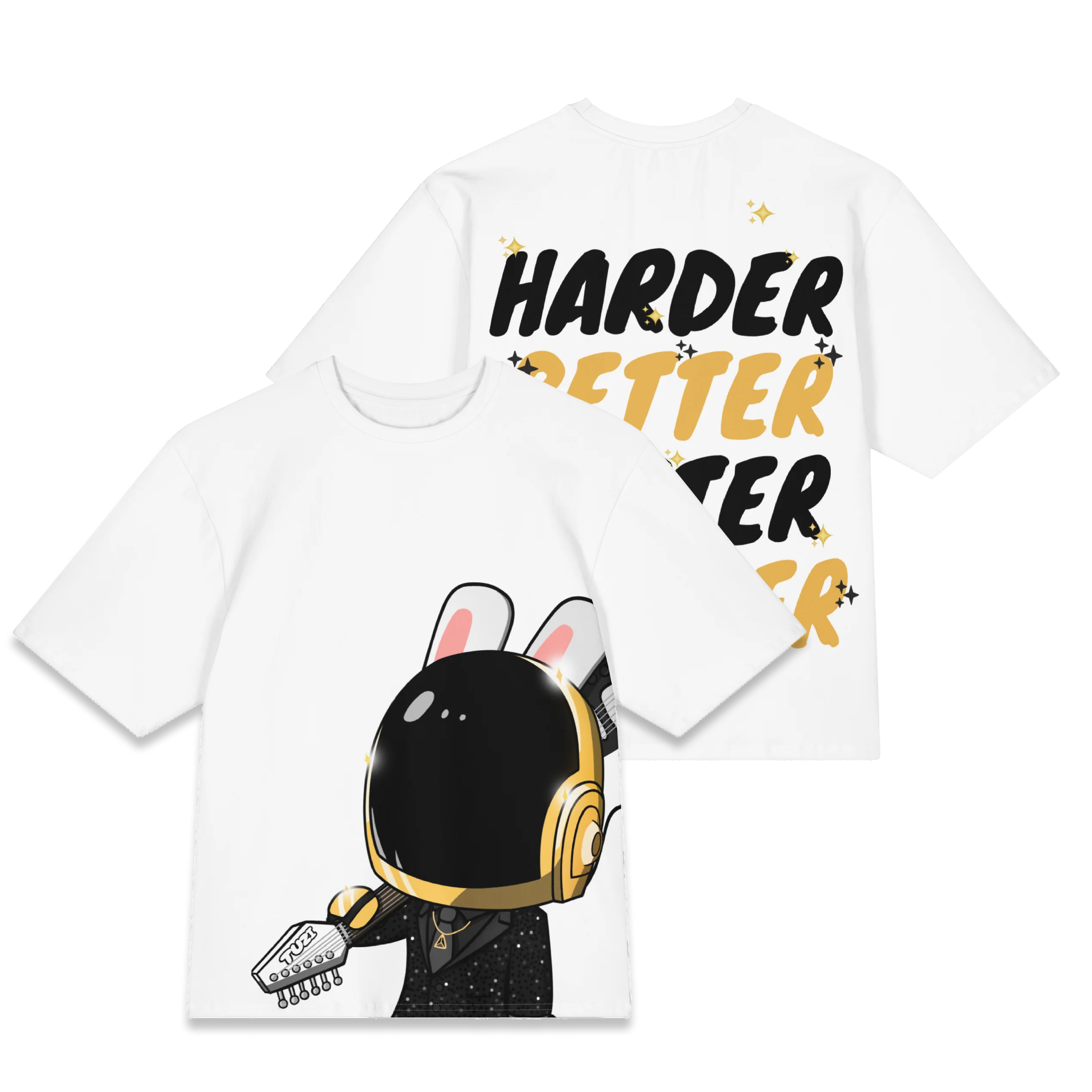 Gold Daft Punk Bunny Oversized Tee